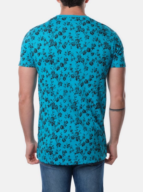 T-shirt manches courtes col V à motif - Kiabi