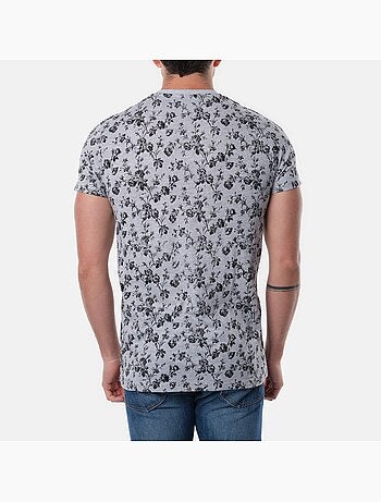 T-shirt manches courtes col V à motif