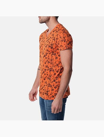 T-shirt manches courtes col V à motif