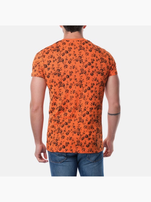 T-shirt manches courtes col V à motif - Kiabi