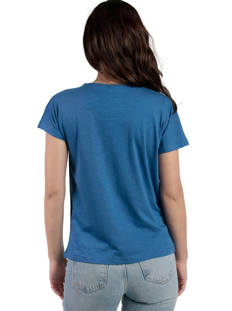 T-shirt manches courtes col V Mexico Bleu - Kiabi