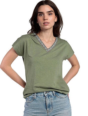 T-shirt manches courtes col V Mexico