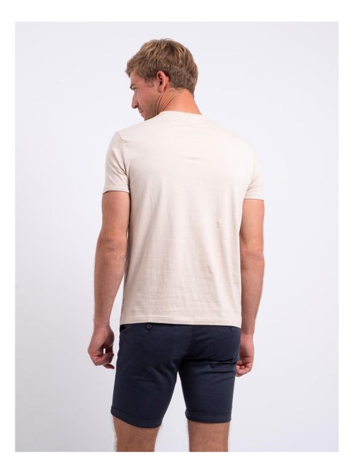 T-shirt manches courtes col V pur coton NERIJ - Kiabi