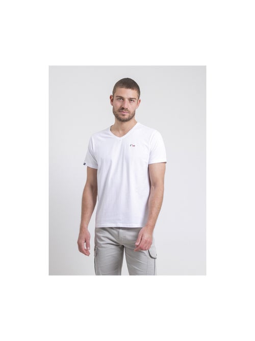 T-shirt manches courtes col V pur coton NERIJ - Kiabi