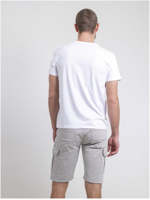 T-shirt manches courtes col V pur coton NERIJ - Kiabi