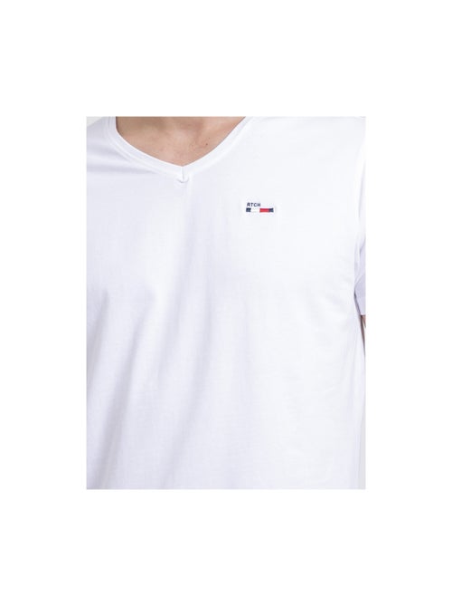 T-shirt manches courtes col V pur coton NERIJ - Kiabi