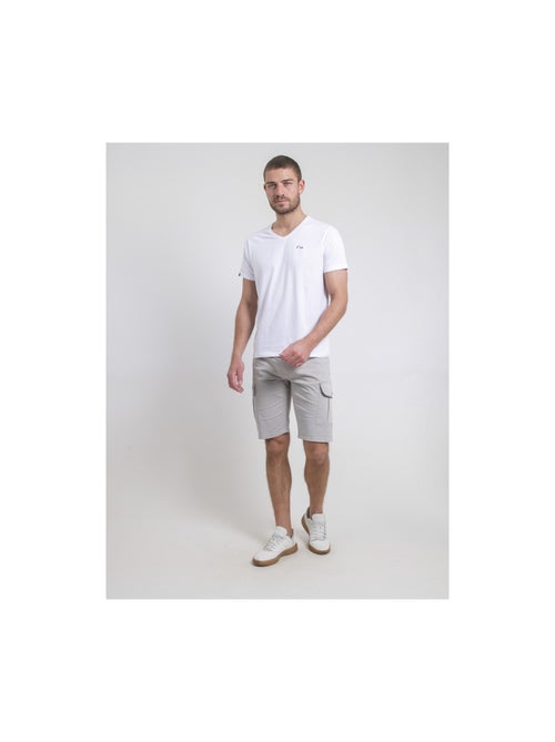 T-shirt manches courtes col V pur coton NERIJ - Kiabi
