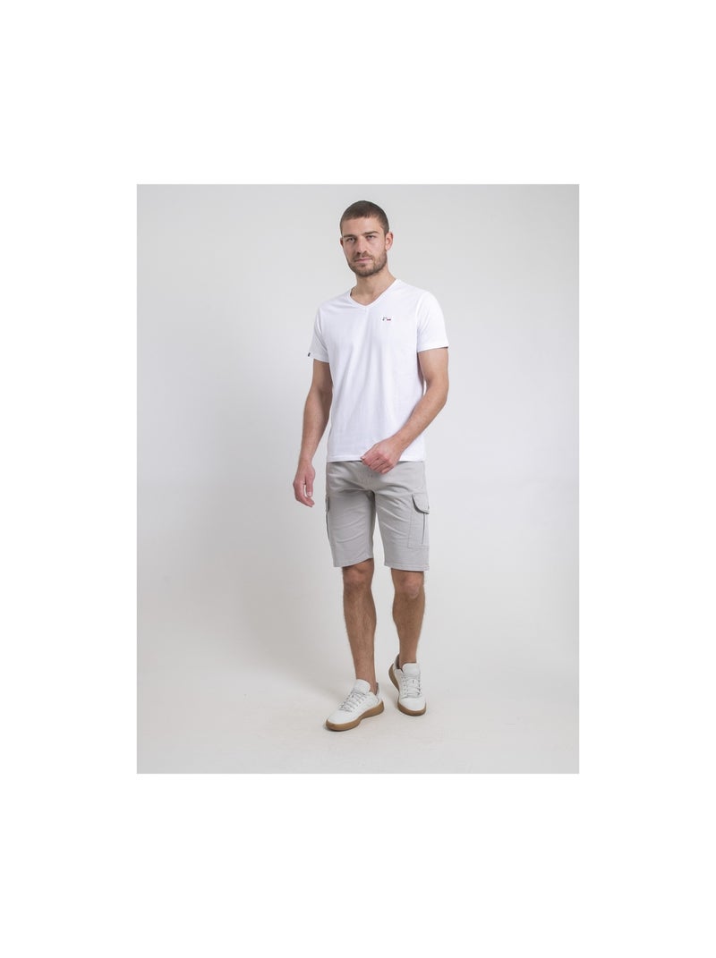 T-shirt manches courtes col V pur coton NERIJ Blanc - Kiabi