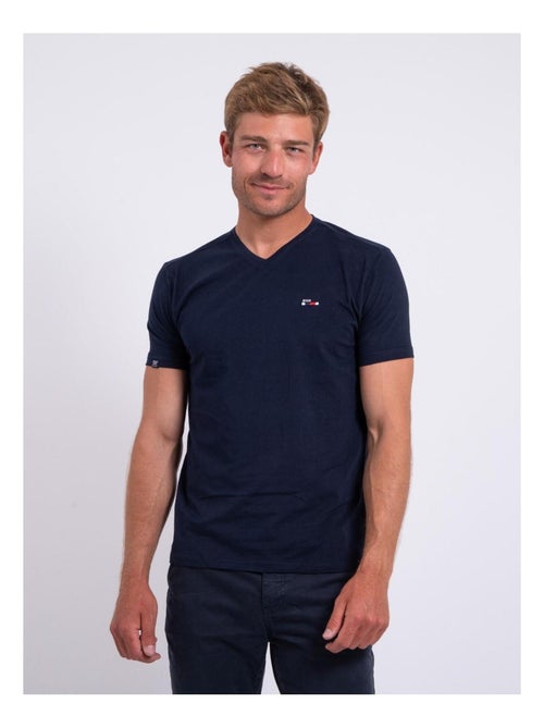 T-shirt manches courtes col V pur coton NERIJ - Kiabi