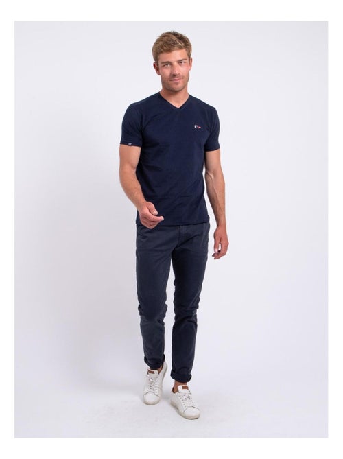 T-shirt manches courtes col V pur coton NERIJ - Kiabi