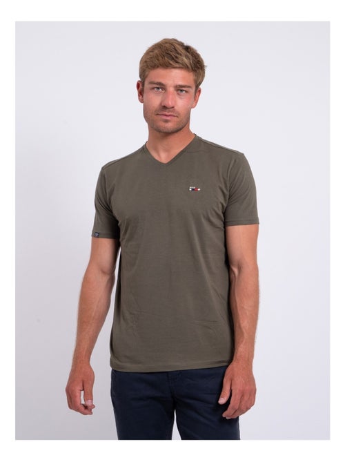 T-shirt manches courtes col V pur coton NERIJ - Kiabi