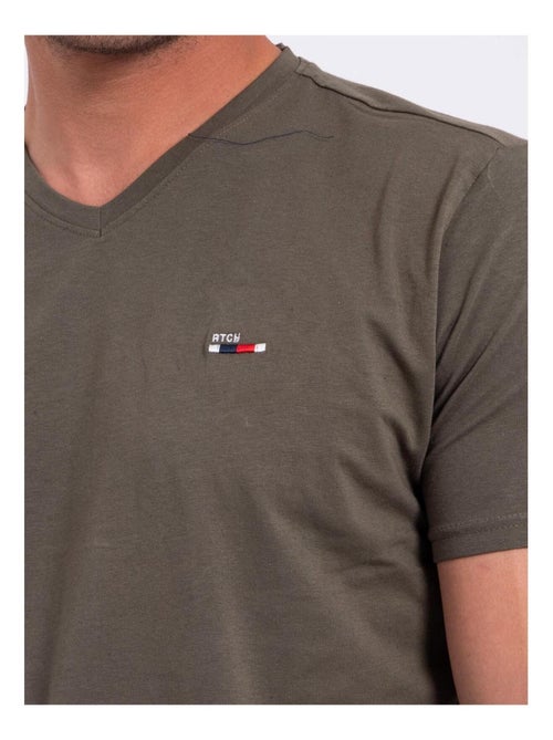 T-shirt manches courtes col V pur coton NERIJ - Kiabi