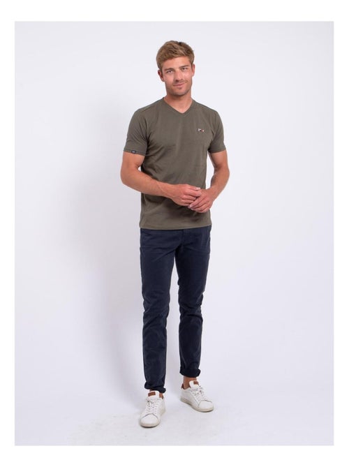 T-shirt manches courtes col V pur coton NERIJ - Kiabi