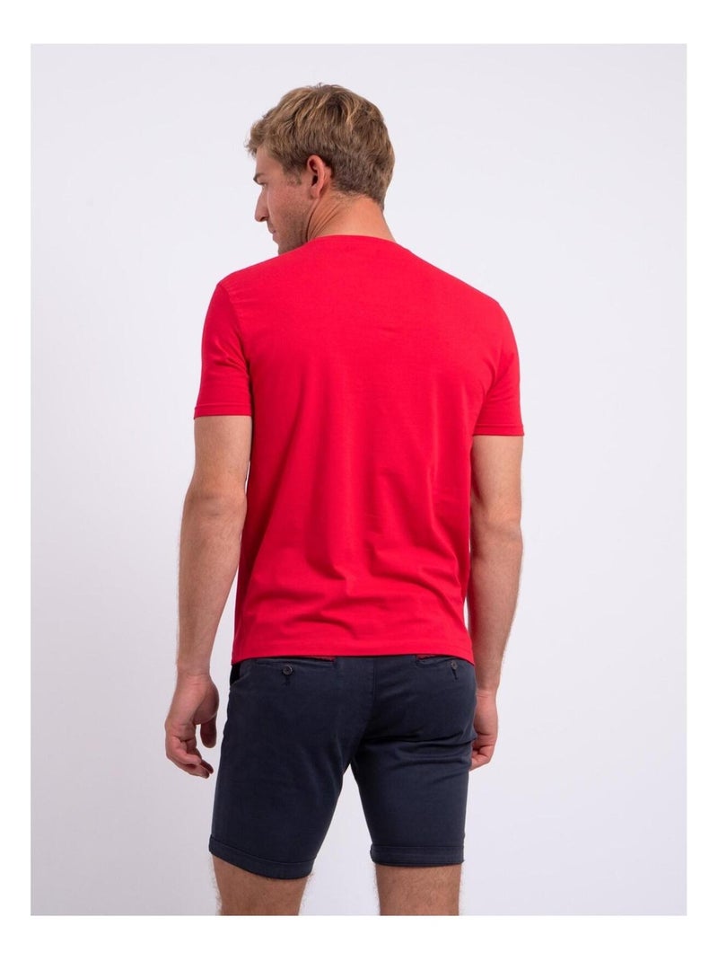 T-shirt manches courtes col V pur coton NERIJ Rouge - Kiabi