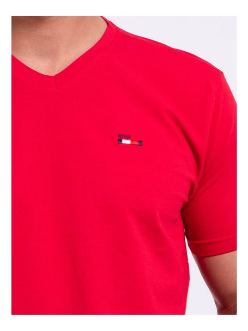 T-shirt manches courtes col V pur coton NERIJ - Kiabi