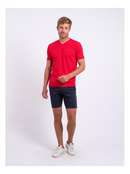 T-shirt manches courtes col V pur coton NERIJ - Kiabi