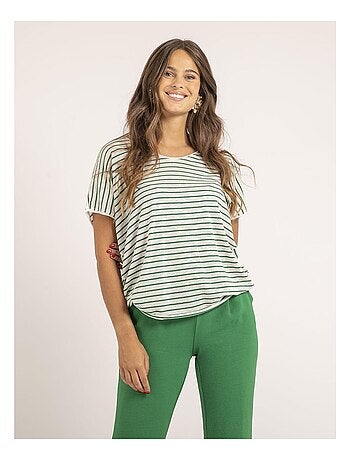 T shirt manches courtes col v rayures ferkus