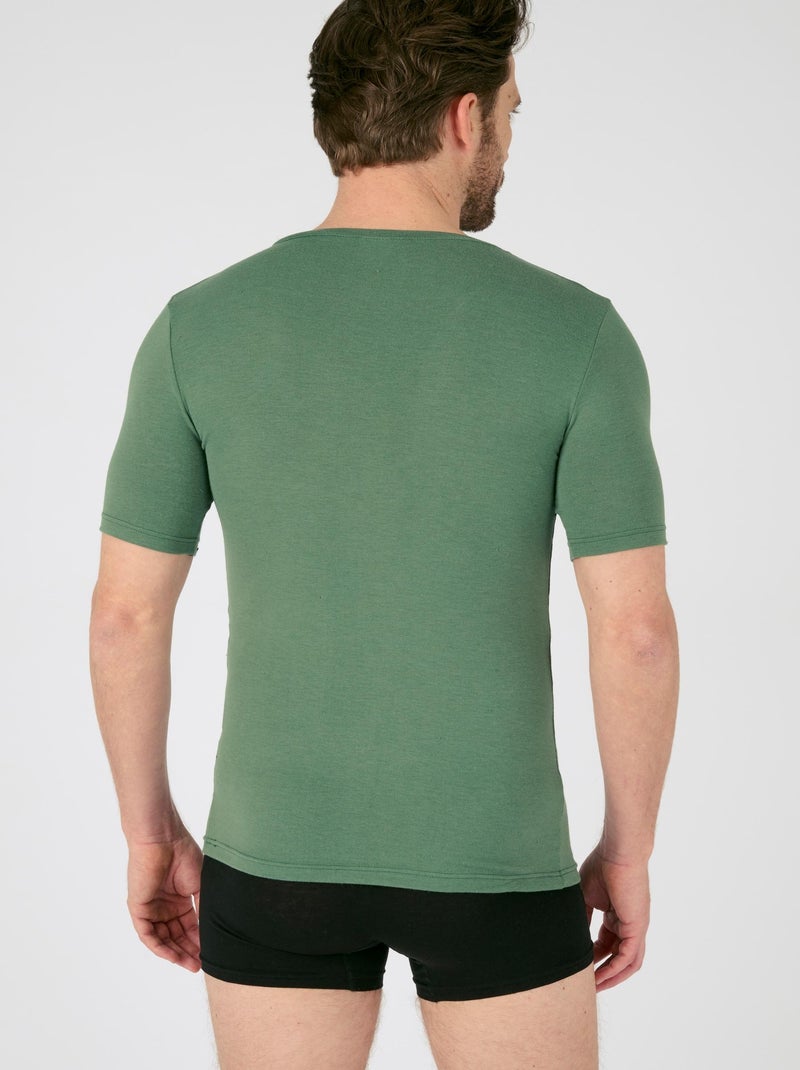 T-shirt manches courtes col V Thermolactyl Sensitive - Damart Vert - Kiabi