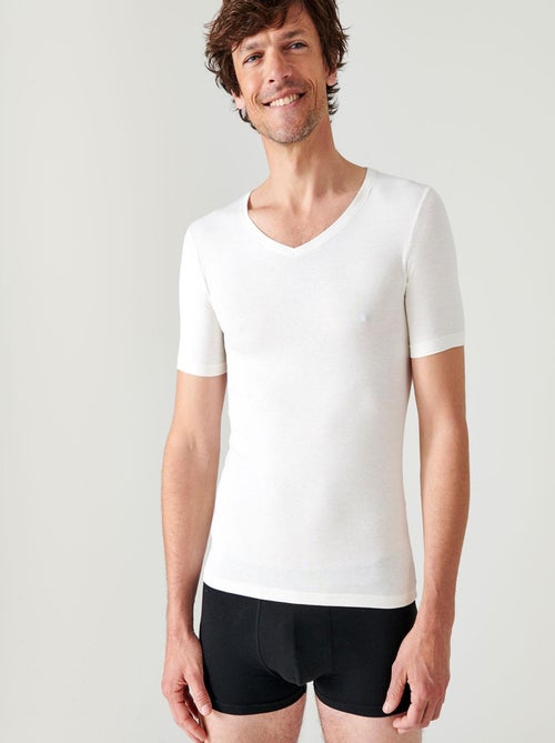 T-shirt manches courtes col V Thermolactyl Sensitive thermique - Damart - Kiabi