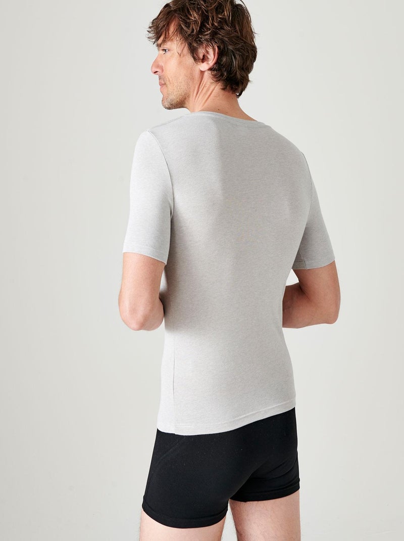 T-shirt manches courtes col V Thermolactyl Sensitive thermique - Damart Gris chiné - Kiabi