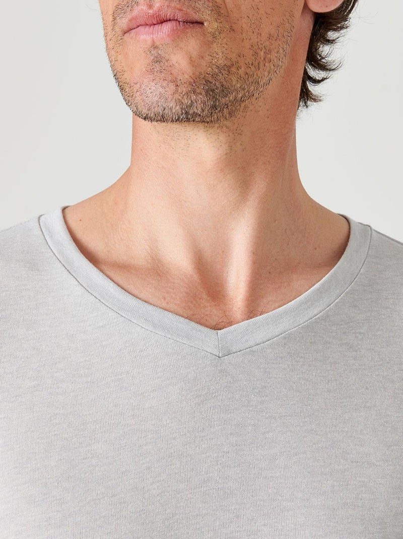 T-shirt manches courtes col V Thermolactyl Sensitive thermique - Damart Gris chiné - Kiabi