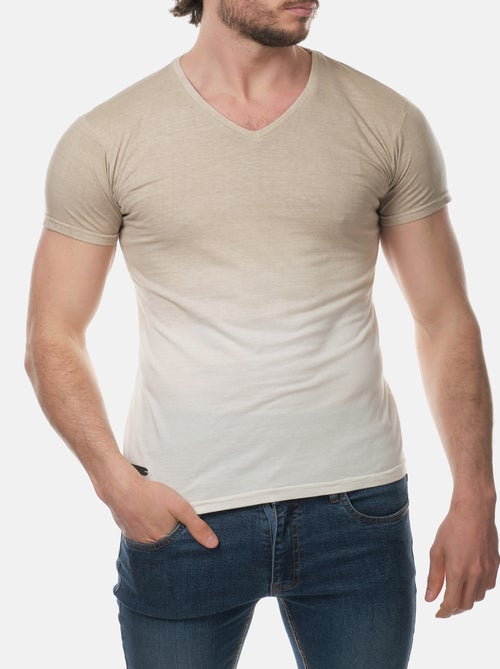 T-shirt manches courtes col V tye and die - Kiabi