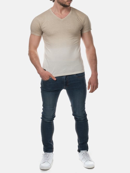 T-shirt manches courtes col V tye and die - Kiabi