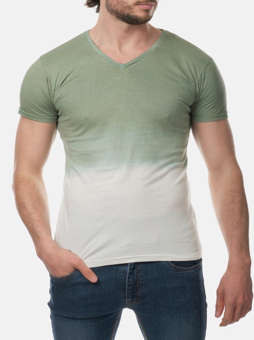 T-shirt manches courtes col V tye and die - Kiabi