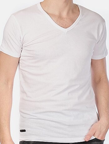 T-shirt manches courtes col V uni