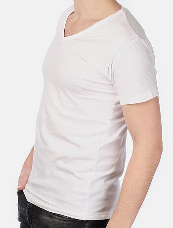 T-shirt manches courtes col V uni