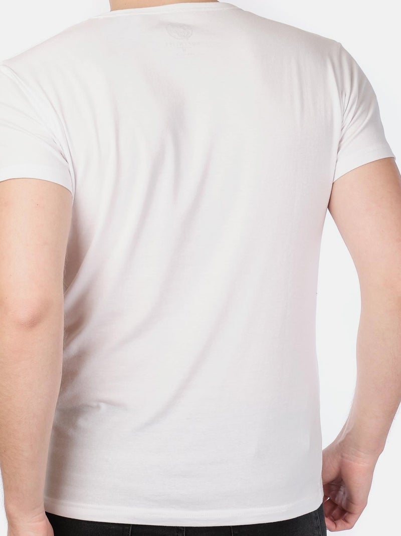 T-shirt manches courtes col V uni Blanc - Kiabi