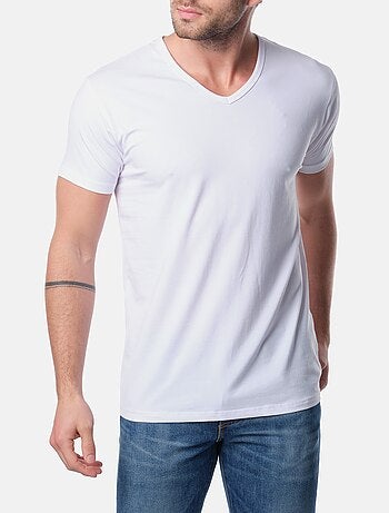 T-shirt manches courtes col V uni