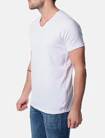 T-shirt manches courtes col V uni