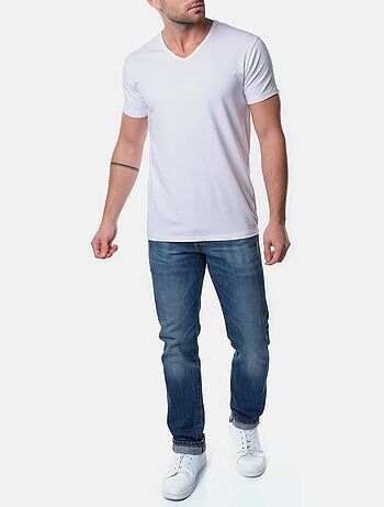 T-shirt manches courtes col V uni
