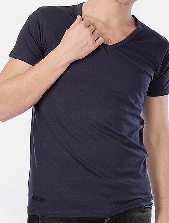 T-shirt manches courtes col V uni