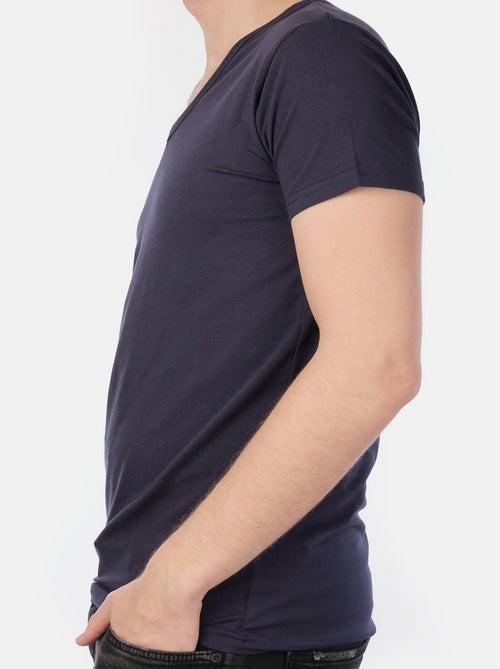 T-shirt manches courtes col V uni - Kiabi