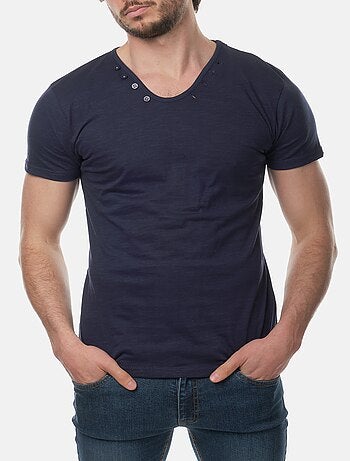 T-shirt manches courtes col V uni