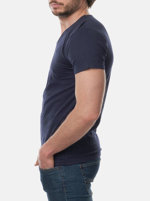 T-shirt manches courtes col V uni - Kiabi