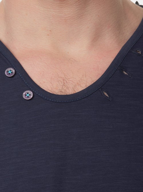 T-shirt manches courtes col V uni - Kiabi