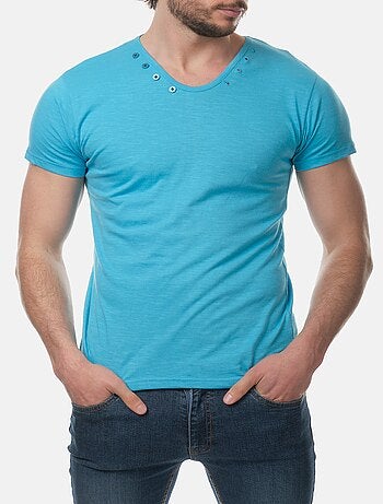 T-shirt manches courtes col V uni