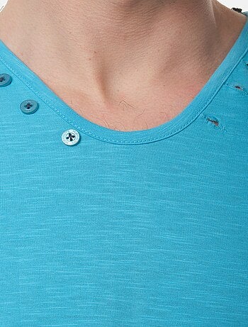 T-shirt manches courtes col V uni