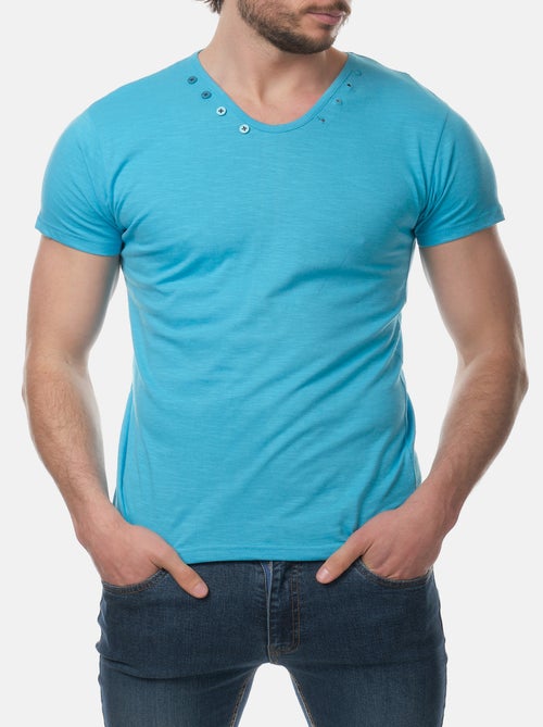 T-shirt manches courtes col V uni - Kiabi