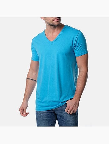 T-shirt manches courtes col V uni