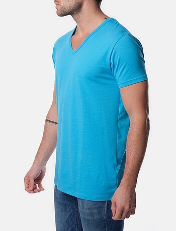 T-shirt manches courtes col V uni