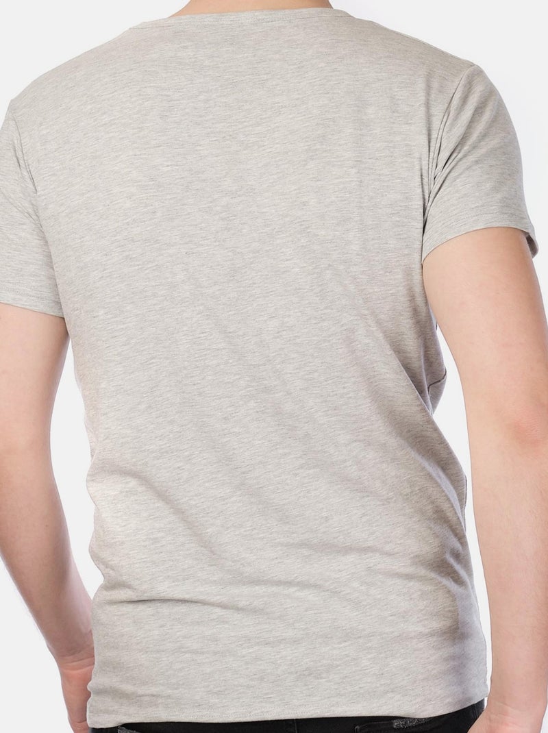 T-shirt manches courtes col V uni Gris - Kiabi