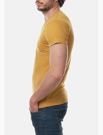 T-shirt manches courtes col V uni