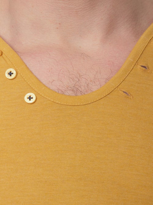 T-shirt manches courtes col V uni - Kiabi