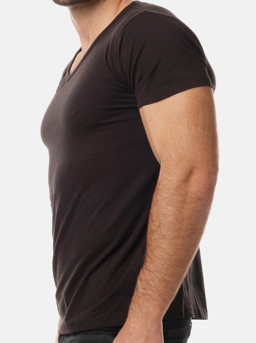 T-shirt manches courtes col V uni - Kiabi