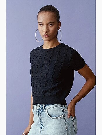 T-shirt manches courtes côtelé texturé dilvin