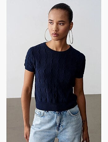 T-shirt manches courtes côtelé texturé dilvin